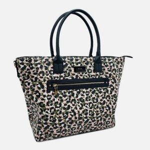 Trina Turk Pink, Black & Olive Leopard Print Tote